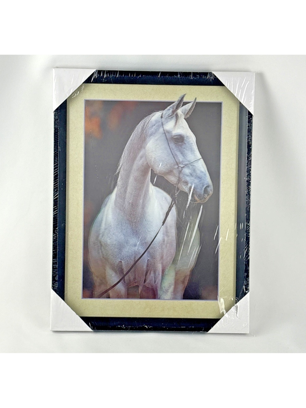 Framed White Horse 3D Lenticular Print 11" x15" New Sealed